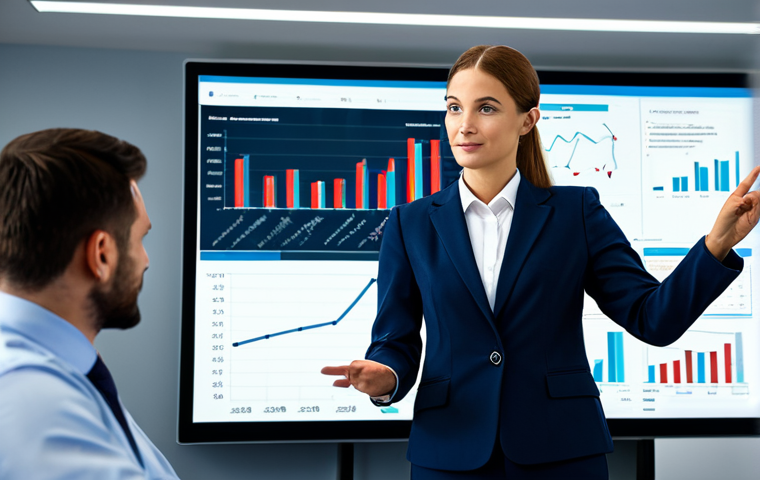 **

A professional government employee in a modern office setting, fully clothed in a modest business suit, presenting data-driven results on a screen. The presentation highlights improved efficiency and cost savings. Background includes charts, graphs, and a diverse team collaborating. Perfect anatomy, correct proportions, natural pose, well-formed hands, proper finger count, safe for work, appropriate content, fully clothed, professional.

**