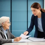지방공무원 업무사례 모음 - A warm, inviting government office interior. A friendly, professional female local government offici...