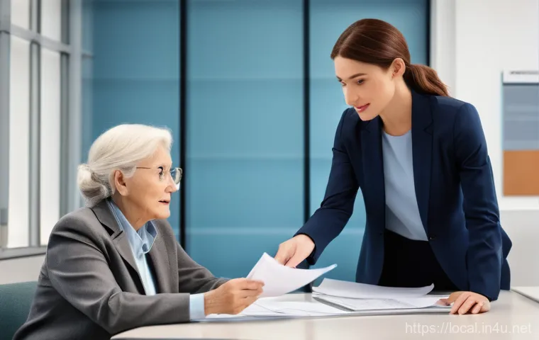 지방공무원 업무사례 모음 - A warm, inviting government office interior. A friendly, professional female local government offici...