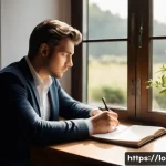 지방공무원 이직 전 준비해야 할 사항 - **Prompt: "A thoughtful individual, in their late 30s, is seated at a well-organized wooden desk by ...