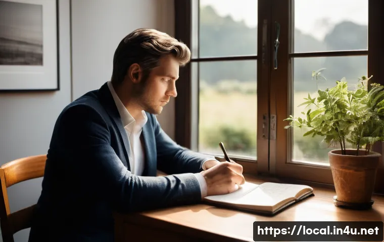지방공무원 이직 전 준비해야 할 사항 - **Prompt: "A thoughtful individual, in their late 30s, is seated at a well-organized wooden desk by ...